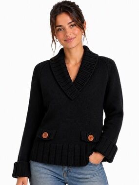Max & Co. Textured Black Knit Sweater made in Italy